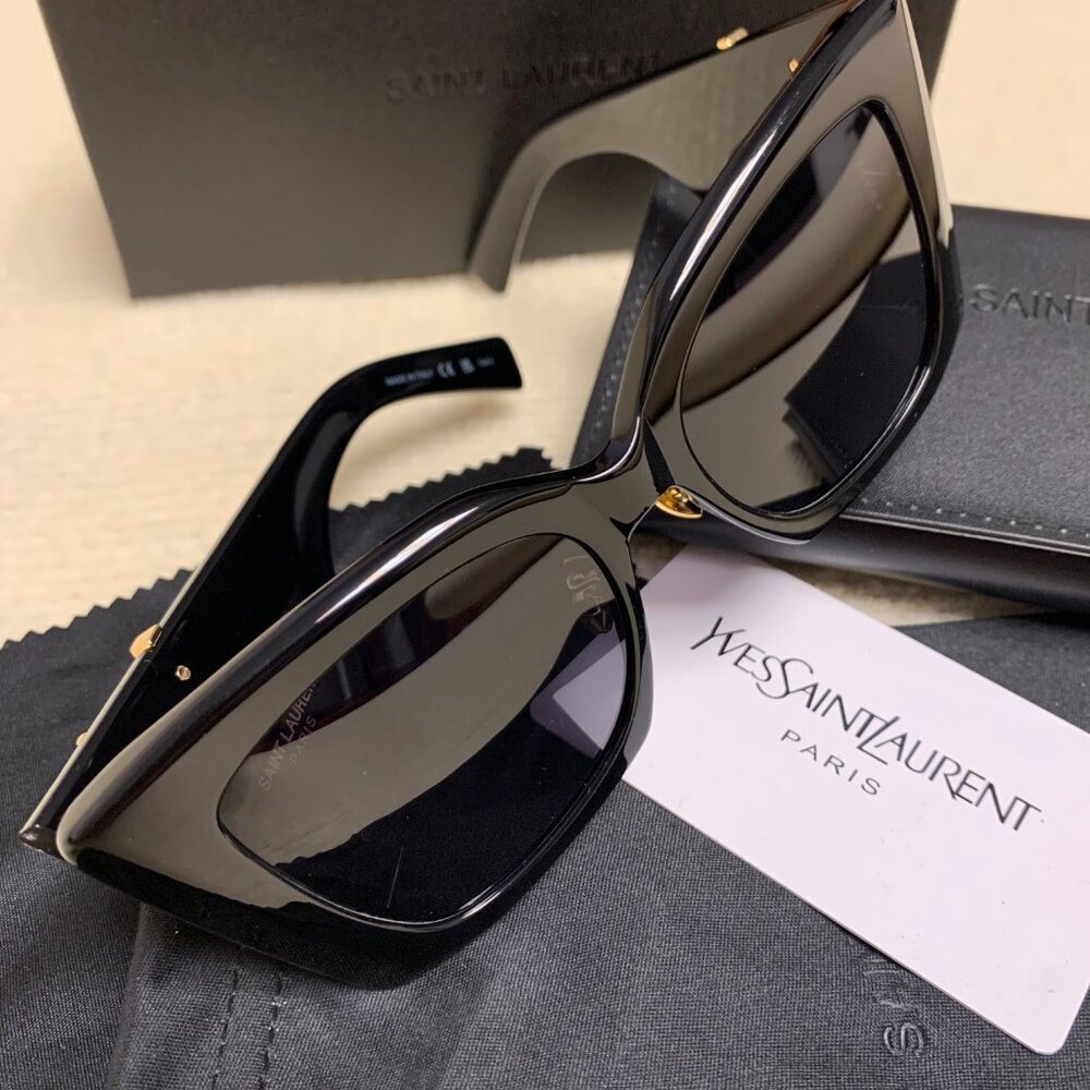 Saint Laurent SL M119/F Blaze 001 Black YSL Logo Sunglasses
